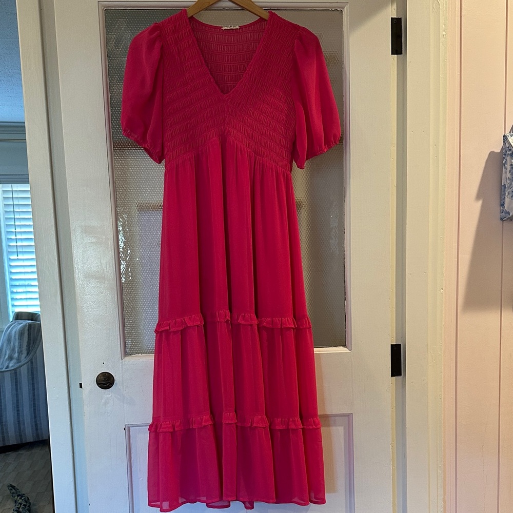 JODIFL Vibrant Pink Midi Dress